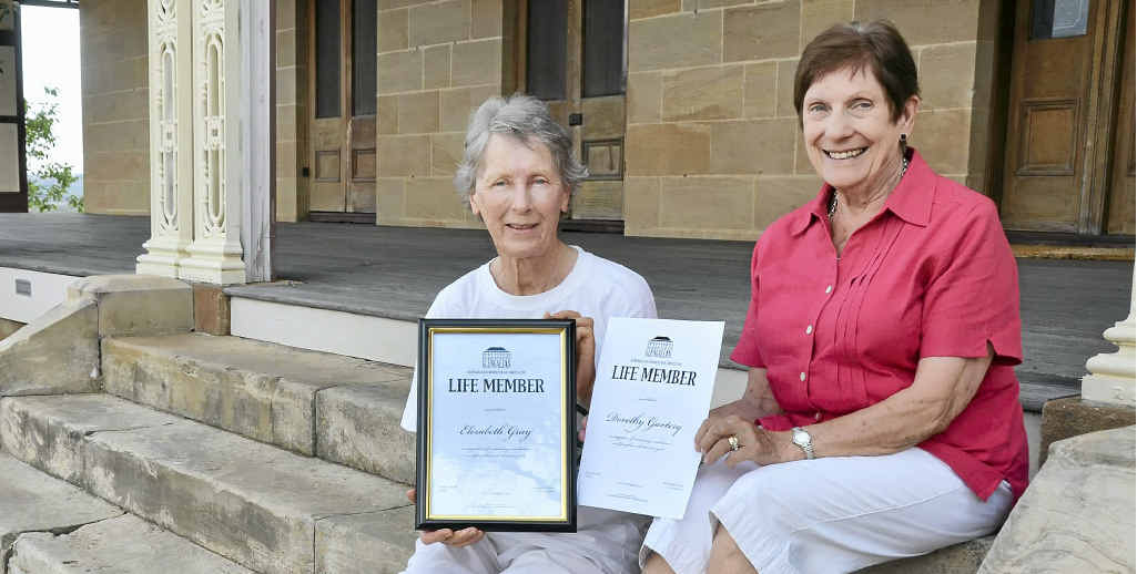 Long-time volunteers Elizabeth Gray and Dorothy Gartery have been given honorary life membership of the Glengallan Homestead Trust.